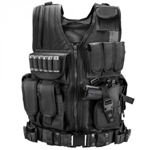 Black Deluxe Tactical Vest - Husky Extra Large - Galati Gear