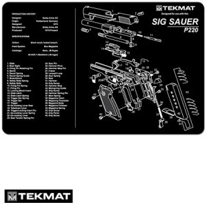 **Sig Sauer P220 TekMat Gun Cleaning Pad with Exploded View - Beck Tek