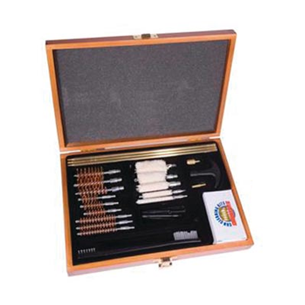 Gunmaster Universal 22 Caliber and Larger Gun Cleaning Kit - Wooden Box ...