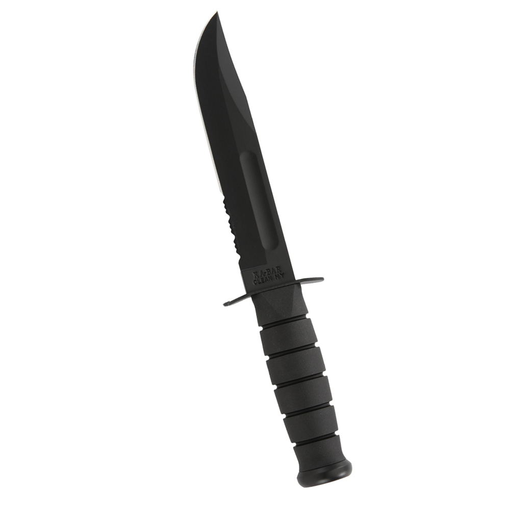 Ka-Bar Full-Size Serrated Edge Knife - Black - Hard Sheath - Kabar ...