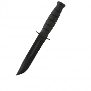 Ka-Bar Short Serrated Edge Knife - Black - Fixed Blade - Kabar Knives