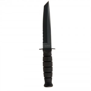 Ka-Bar Short Tanto Serrated Edge Utility Knife - Black - Fixed Blade - Kabar Knives