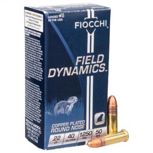 Fiocchi Rimfire .22 LR 40 Grain Copper Ammunition -Plated 50 Round Box