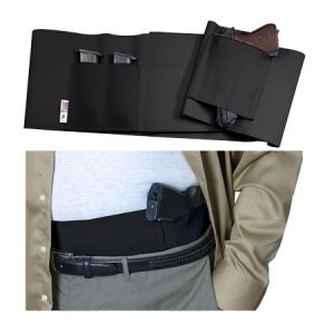 **Belly Band Concealment Ambidextrous Holster Black-Large 38-42 Waist