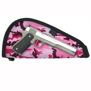 **Pink Camo Revolver and Long Slide Auto Pistol Rug Case - 7  x 14.5