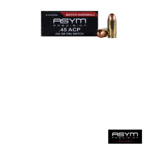 **.45 ACP Match Hardball Ammunition - 230 Grain 50 Rounds - ASYM Ammo