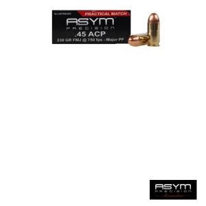 **45 ACP Practical Match Ammunition - 230 Grain 50 Rounds - ASYM Ammo