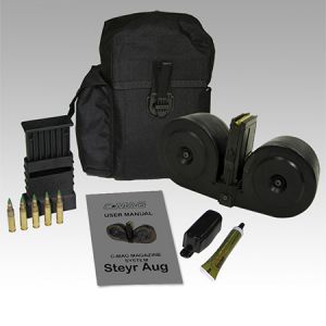 **Steyr AUG/A3 SA US 5.56 C-Mag Magazine 100 Round Clear Drum & Black Pouch - Beta