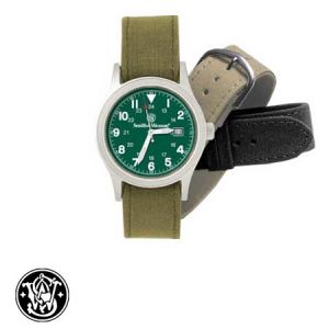 **Smith & Wesson Military Watch - OliveDrab Face - Three Canvas Straps