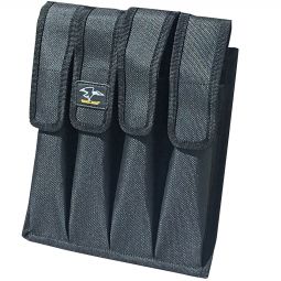 4 Pocket 9mm Pouch with Belt and Hook and Loop Backing - Black - Galati Gear