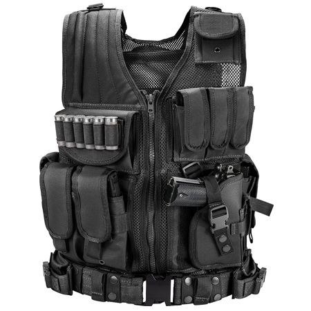 Black Deluxe Tactical Vest - Husky Extra Large - Galati Gear ...