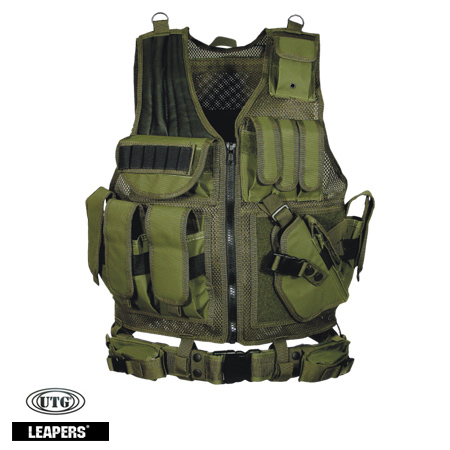 **Deluxe Tactical Vests with Pistol Belt - Olive Drab - UTG Leapers ...