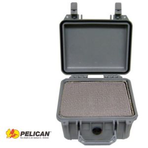 **Pelican 1300S Hard Gun Case Silver Pick N Pluck Foam - 10.6 x 9.6 x6.8