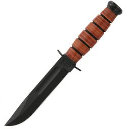 Ka-Bar Short USMC Straight Edge Knife - Brown - Fixed Blade - Kabar Knives
