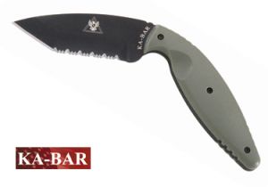 **Kabar Large TDI Knife - Tanto Point - Foliage Green - Serrated Edge - Hard Sheath - Ka-bar