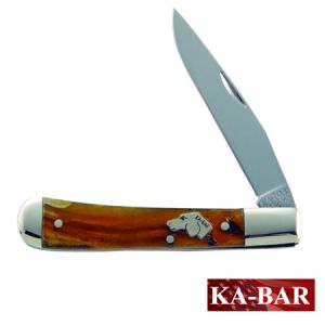 **Kabar Dogs Head Single Blade Trapper Rams Horn Handle - KaBar Knives