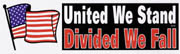 **United We Stand Divided We Fall - With American Flag - BumperSticker