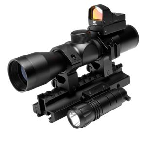 **Tactical AR-15 Scope with Tri Mount and Flashlight Combo Kit -NcSTAR