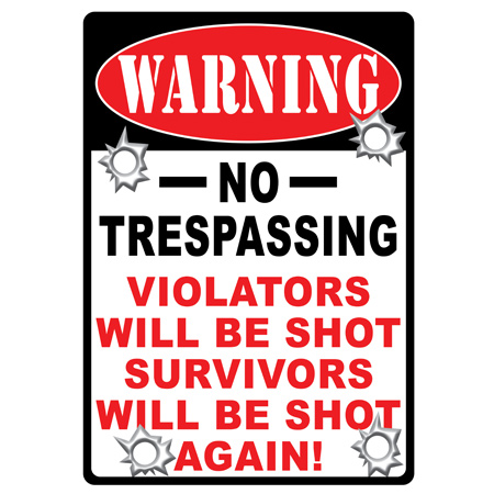 **Warning No Trespassing Or Be Shot 12x17 Tin Warning Sign - Rivers ...