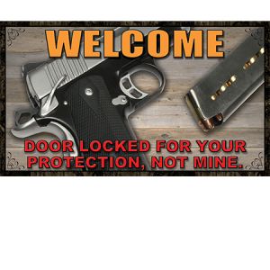 **This Door Is Locked  For Your Protection Welcome Door Mat Rivers Edge