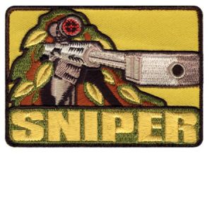 **Sniper Morale Patch 2.5x3.5 Fabric with Hook Loop Velcro Backing