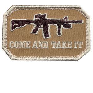 **Come and Take It Morale Patch 2x3 Fabric with Hook Loop Velcro Backing