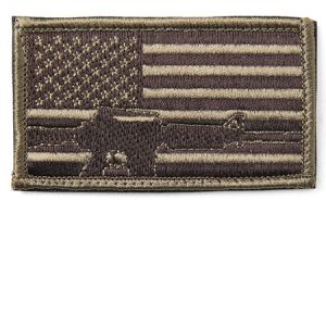 **Fabric Subdued Flag & Rifle Morale Patch Fabric with Hook Loop Velcro Backing