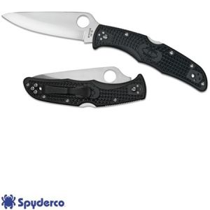 **Endura 4 Lightweight Plain Edge Black Handle Knife - Spyderco Knives