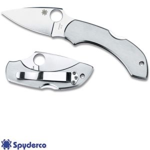 **Dragonfly Stainless Steel Plain Edge Folding Knife - Spyderco Knives