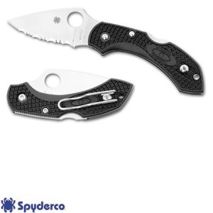 **Dragonfly SpyderEdge Serrated Black Handle Knife - Spyderco Knives