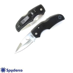 **Native Lightweight Black Handle PlainEdge Folder Knife Spyderco Knives