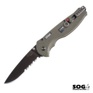 **Flash I Knife Black TiNi Half Serrated Aluminum Handle SOG