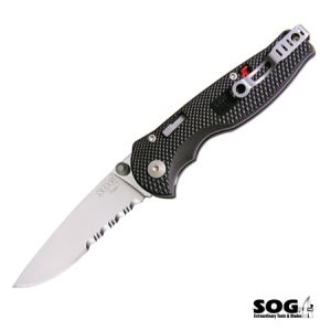 **Flash I Knife with Black Zytel Handle Half Serrated Blade - SOG Knives