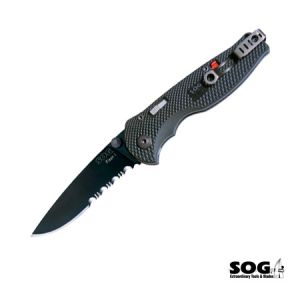 **Flash I Knife with Black Handle - Black Tini Half Serrated SOG Knives