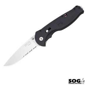 **Flash II Knife with Black Handle Half Serrated Blade SOG Knives