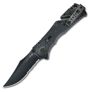 **SOG Trident Lockback Folding Knife - Black TiNi - Half Serrated Edge Blade - SOG Specialty Knives