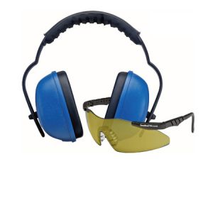 **Shooters Safety Value Pack Yellow Wrapps Blue Earmuffs - Silencio