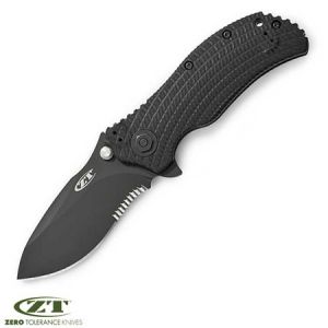 **Combat Folder Knife Black  Half Serrated Edge  Zero Tolerance Knives